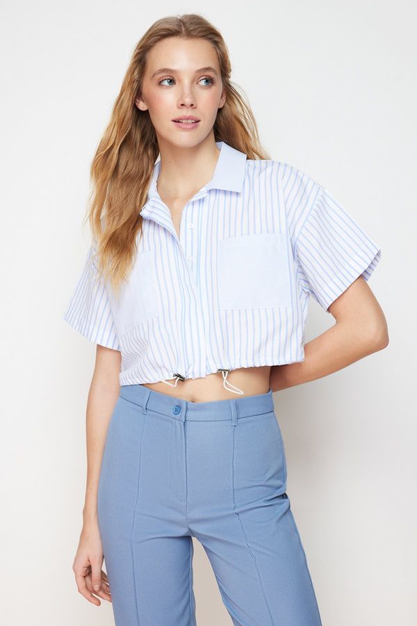 Trendyol Trendyol Blue Striped End Elastic Stopper Woven Shirt