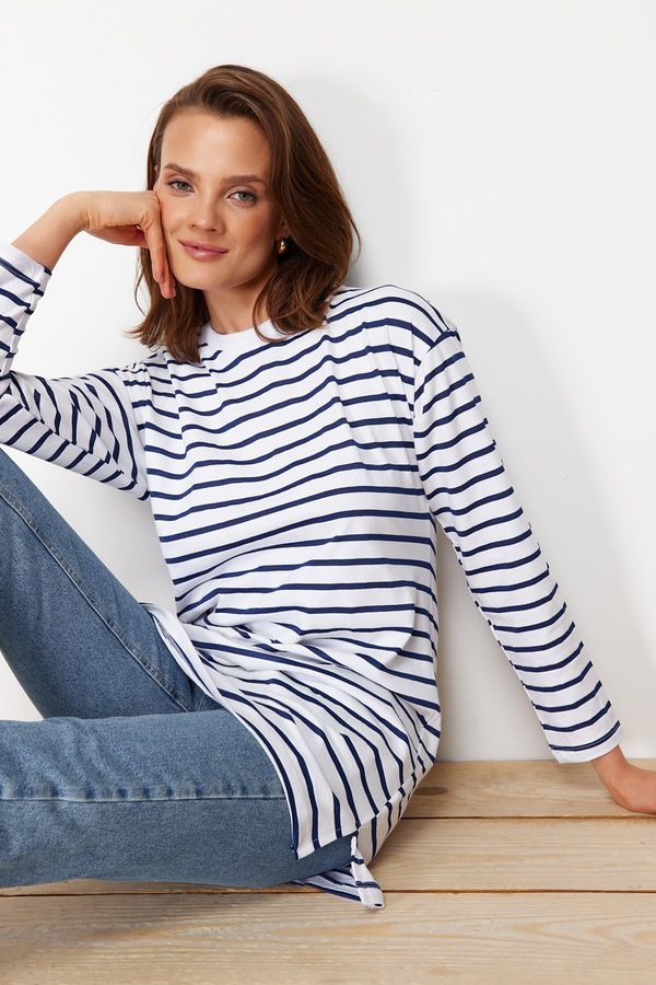 Trendyol Trendyol Blue Striped Knitted Tunic