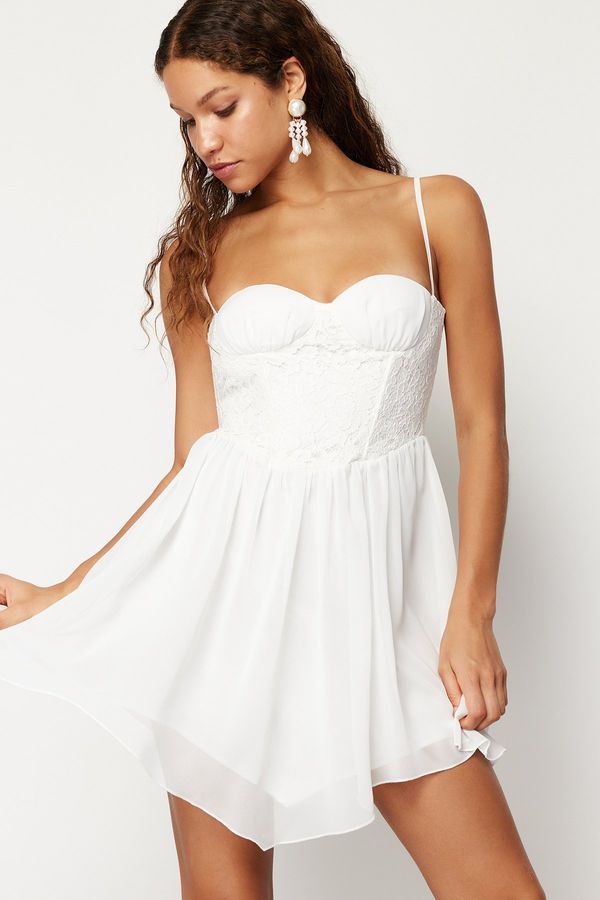Trendyol Trendyol Bridal White A-Line Lace Short Dress