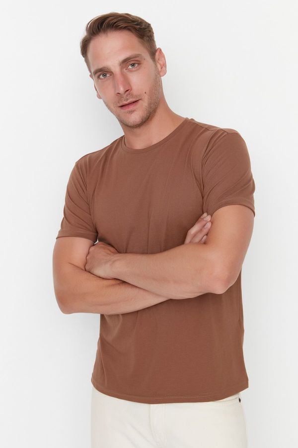 Trendyol Trendyol Brown Basic Regular Fit Crew Neck Short Sleeve T-Shirt