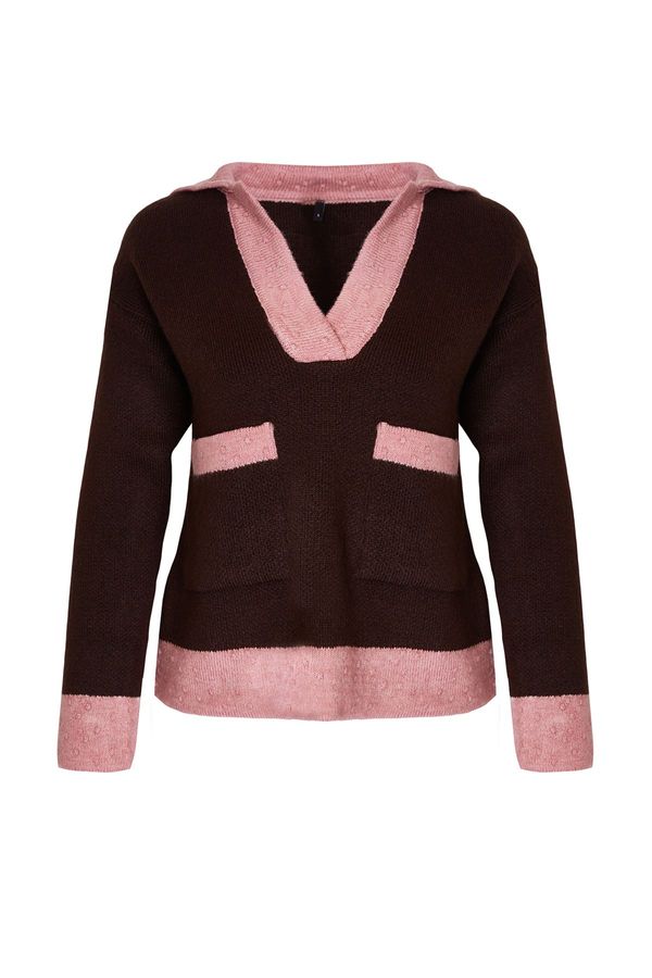 Trendyol Trendyol Brown Color Block Knitwear Sweater