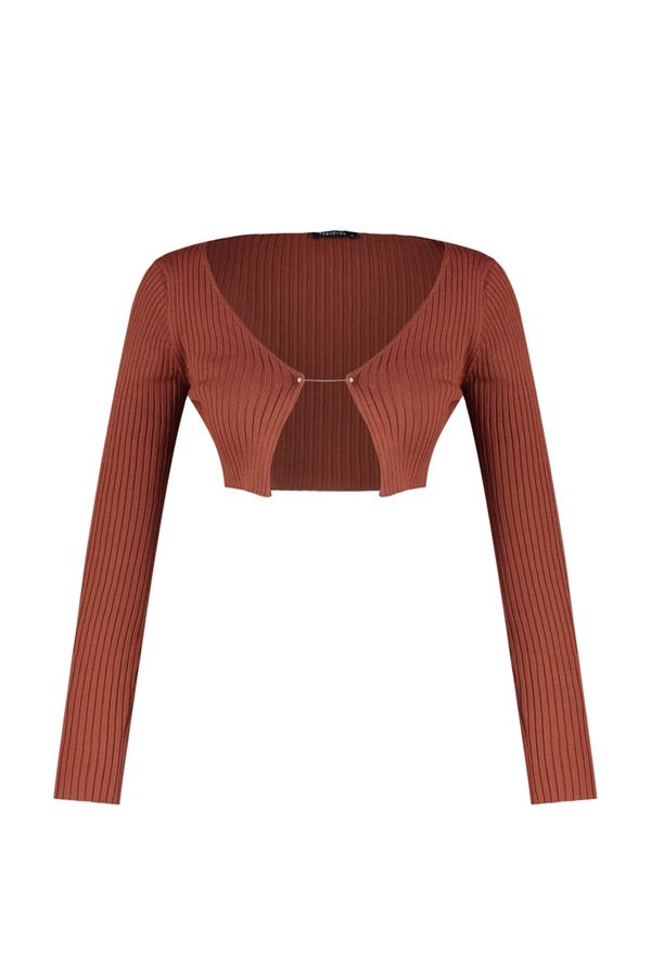 Trendyol Trendyol Brown Crop Knitwear Cardigan