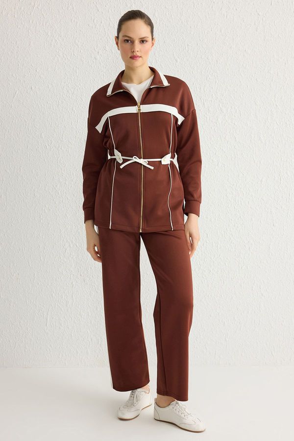 Trendyol Trendyol Brown Knitted Scuba/Diving Bottom-Top Set