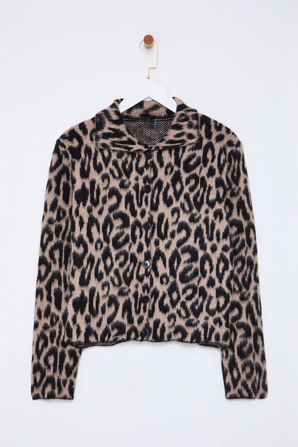 Trendyol Trendyol Brown Leopard Patterned Knitted Cardigan