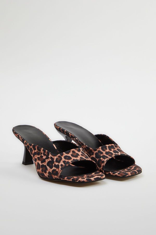 Trendyol Trendyol Brown Leopard Patterned Women's Heeled Slippers