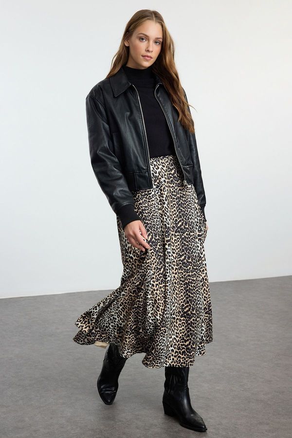 Trendyol Trendyol Brown Leopard Patterned Woven Skirt