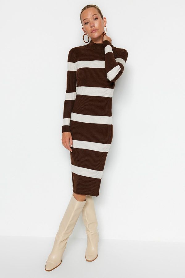 Trendyol Trendyol Brown Midi Knitwear High Neck Dress