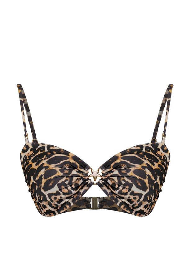 Trendyol Trendyol Brown-Multi Color Plain Diver/Scuba Strappy Bikini Above