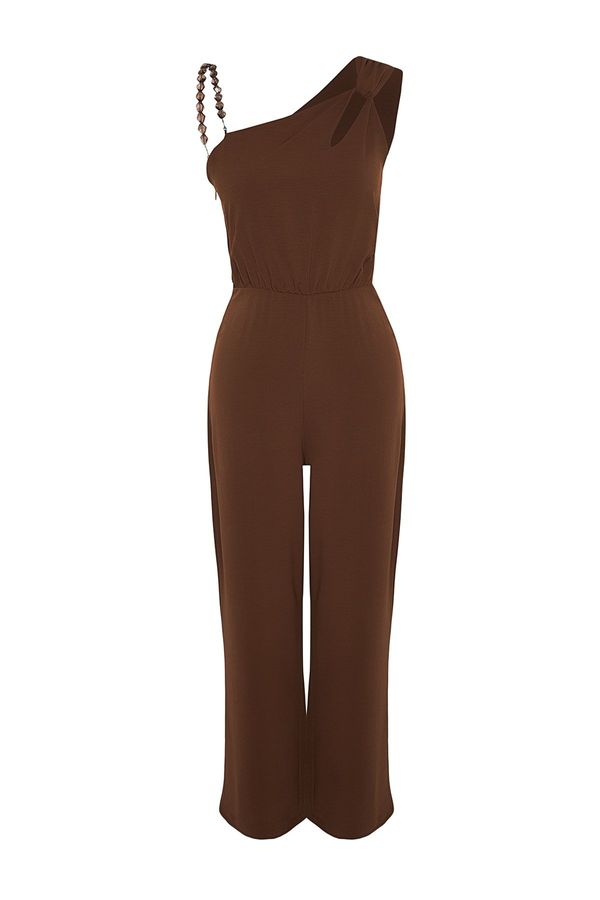 Trendyol Trendyol Brown One Shoulder Woven Jumpsuit