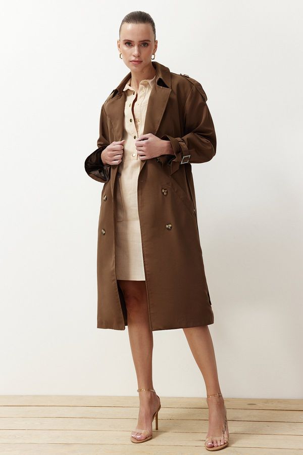 Trendyol Trendyol Brown Oversize Belted Trench Coat