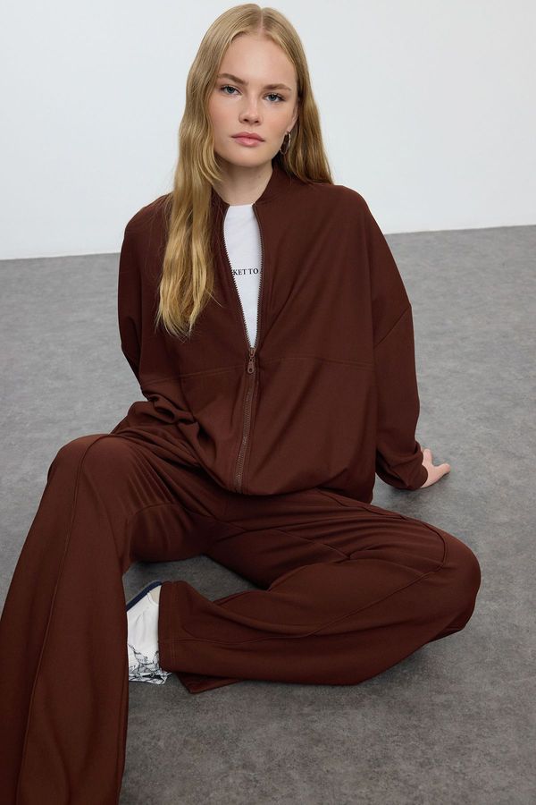 Trendyol Trendyol Brown Oversize Textured Tracksuit Set