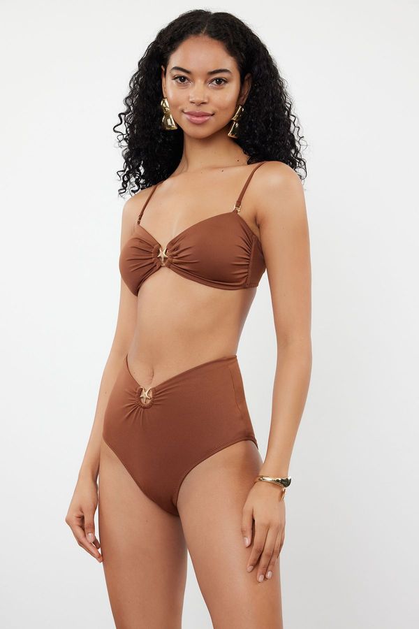 Trendyol Trendyol Brown Premium Accessory High Waist Hipster Bikini Bottom