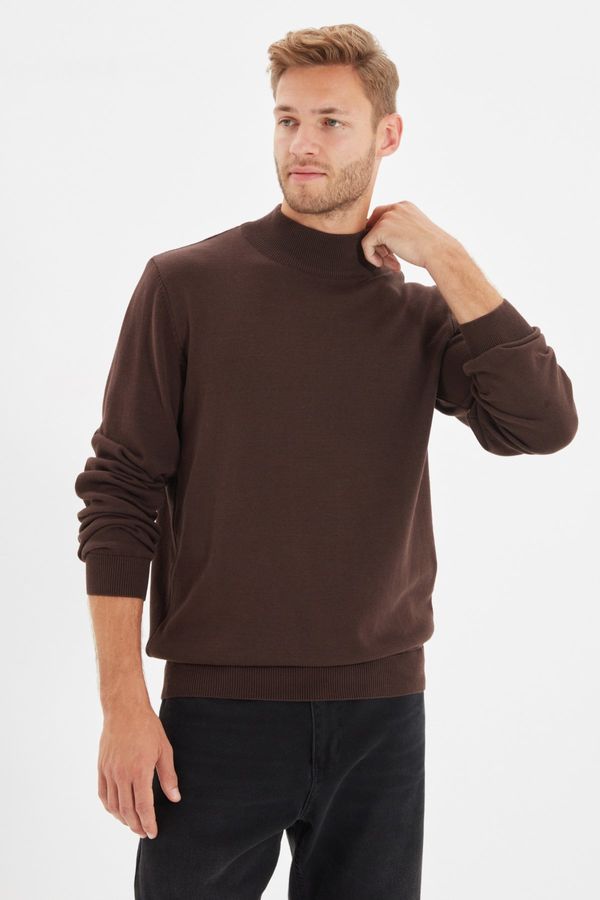 Trendyol Trendyol Brown Slim Fit Half Turtleneck 100% Cotton Basic Sweater