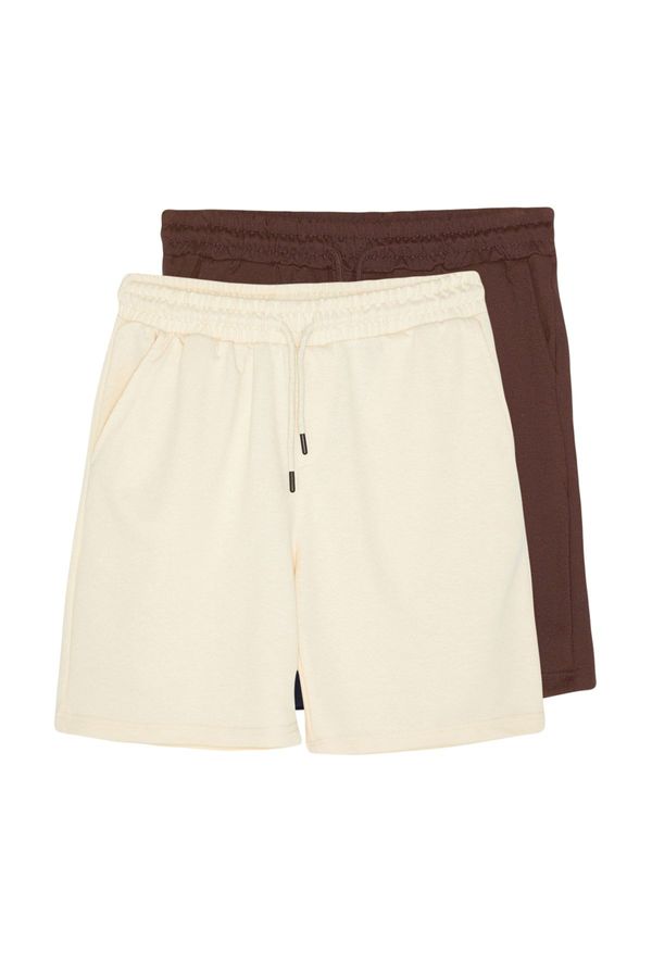 Trendyol Trendyol Brown-Stone Basic Regular/Normal Cut Straight 2 Pack Shorts