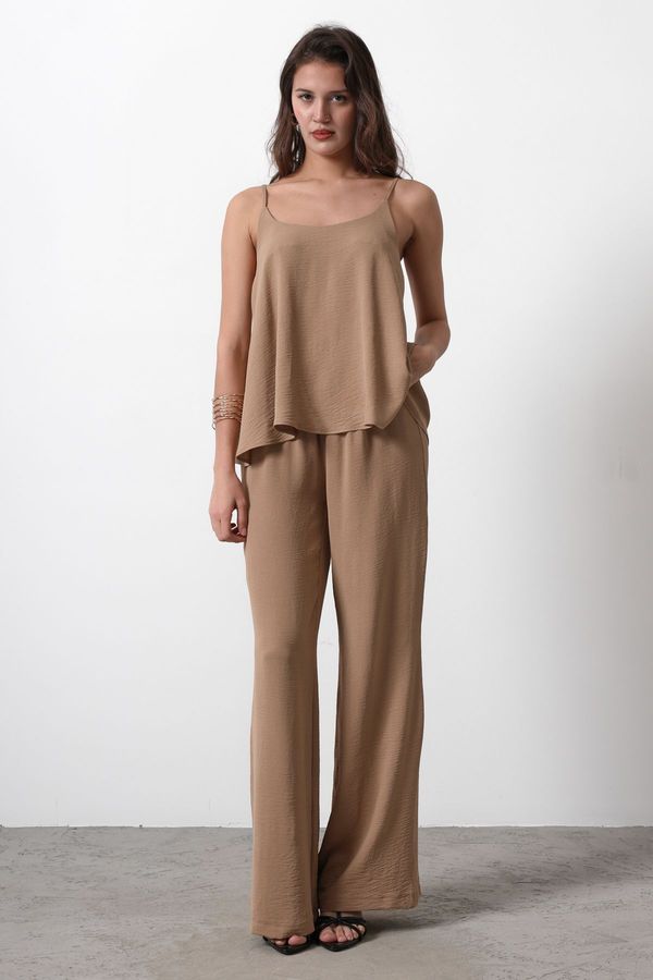 Trendyol Trendyol Brown Woven Strap Blouse Woven Bottom-Top Set