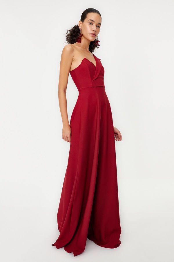 Trendyol Trendyol Burgundy A-Cut Unlined Woven Evening Dress & Graduation Dress