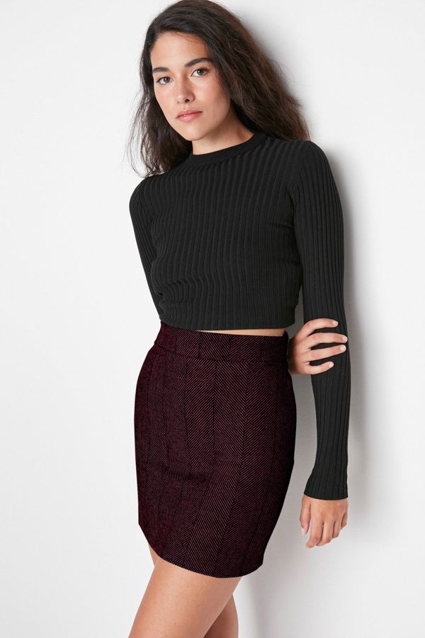 Trendyol Trendyol Burgundy A-line Stitching Fabric Mini Woven Skirt