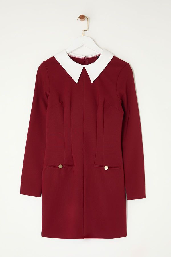 Trendyol Trendyol Burgundy Collar Detailed Woven Dress