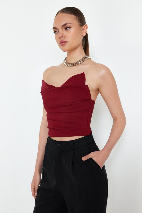 Trendyol Trendyol Burgundy Crop Woven Bustier