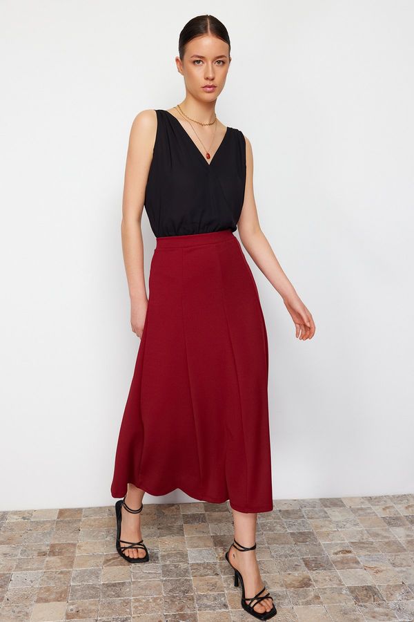 Trendyol Trendyol Burgundy Flared Stretchy Knitted Skirt