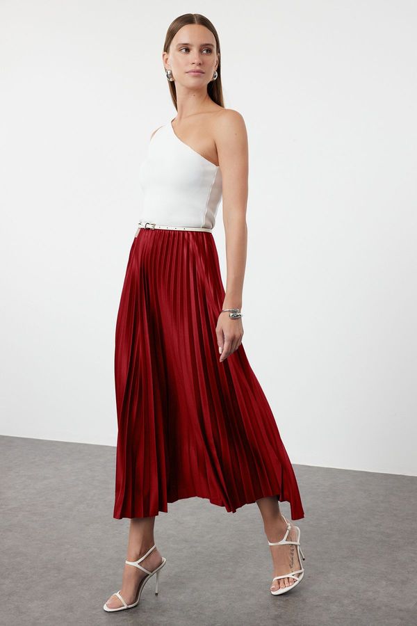 Trendyol Trendyol Burgundy Pleated Maxi Skirt