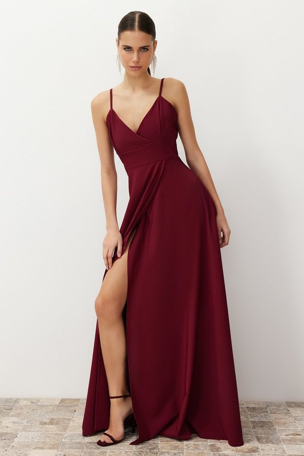 Trendyol Trendyol Burgundy Woven Long Elegant Evening Dress