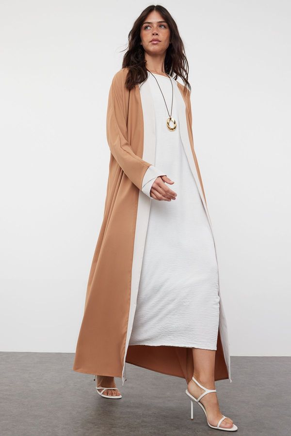 Trendyol Trendyol Camel Color Blocked Long Woven Cap & Abaya & Abaya