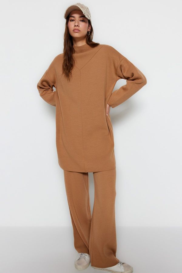 Trendyol Trendyol Camel Knitwear Sweater-Trousers Two Piece Set