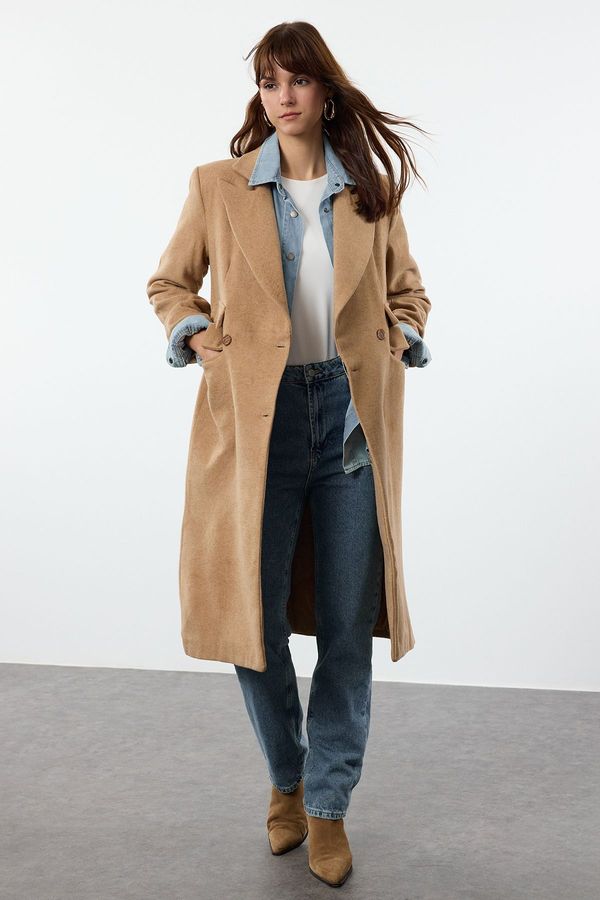 Trendyol Trendyol Camel Pocket Detailed Regular Wool Long Coat