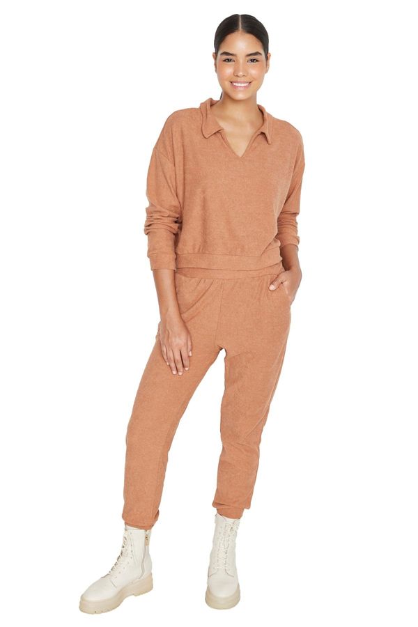 Trendyol Trendyol Camel Towel Knitted Tracksuit Set