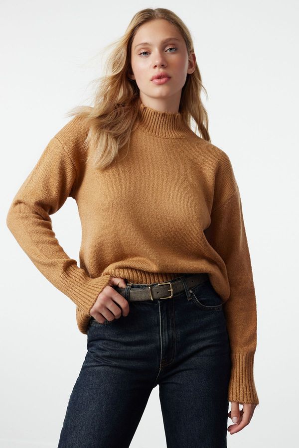 Trendyol Trendyol Camel Wool Content Basic Knitted Sweater