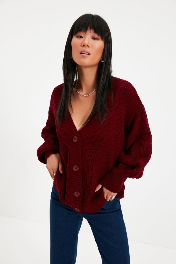 Trendyol Trendyol claret rdeča široka pletenina Cardigan