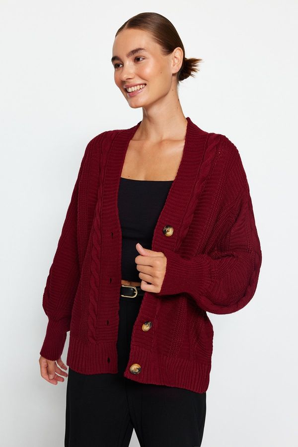 Trendyol Trendyol claret rdeča široka pletenina Cardigan