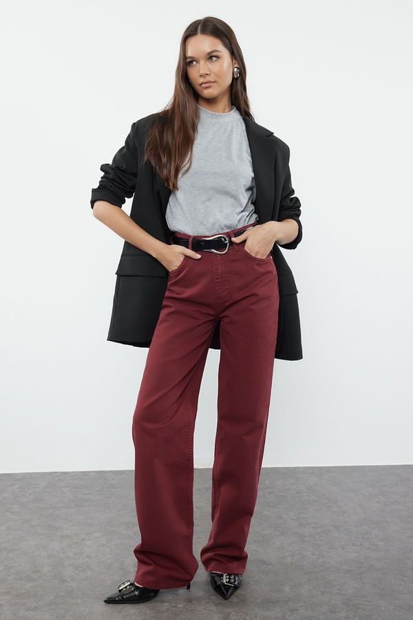 Trendyol Trendyol Claret Red High Waist Wide Leg Jeans