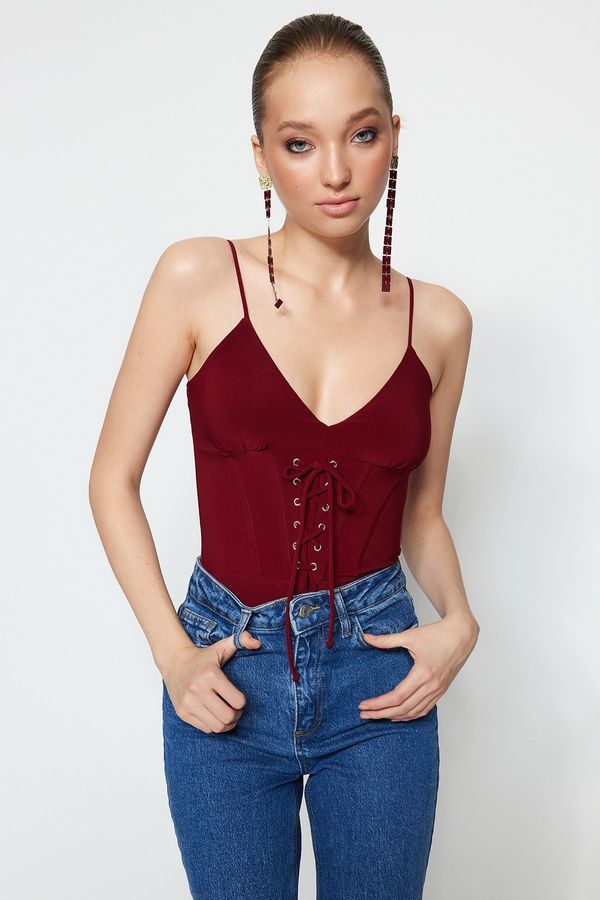 Trendyol Trendyol Claret Red Knit Body with Snap fastener