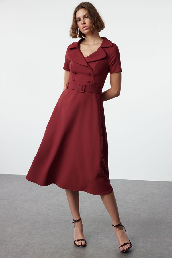 Trendyol Trendyol Claret Red Plain Woven Dress