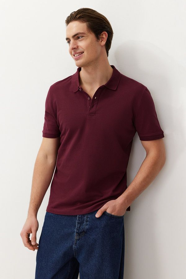 Trendyol Trendyol Claret Red Regular/Normal Cut Textured Polo Neck T-Shirt
