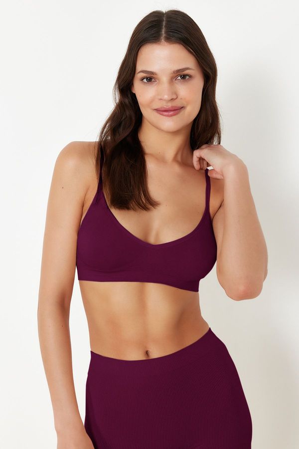 Trendyol Trendyol Claret Red Single Seamless Non-wired Plain Throw Cup Wire Bra