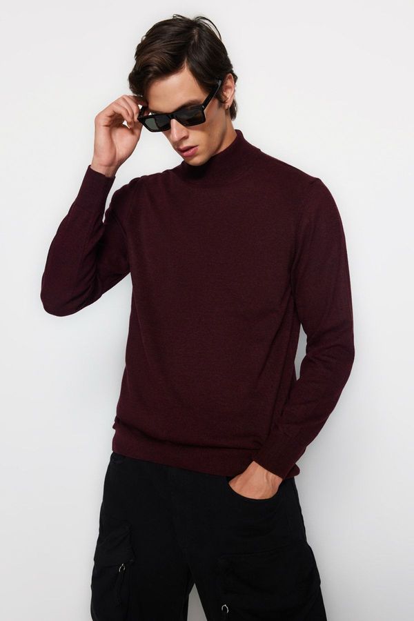Trendyol Trendyol Claret Red Slim Fit Half Turtleneck Basic Knitwear Sweater