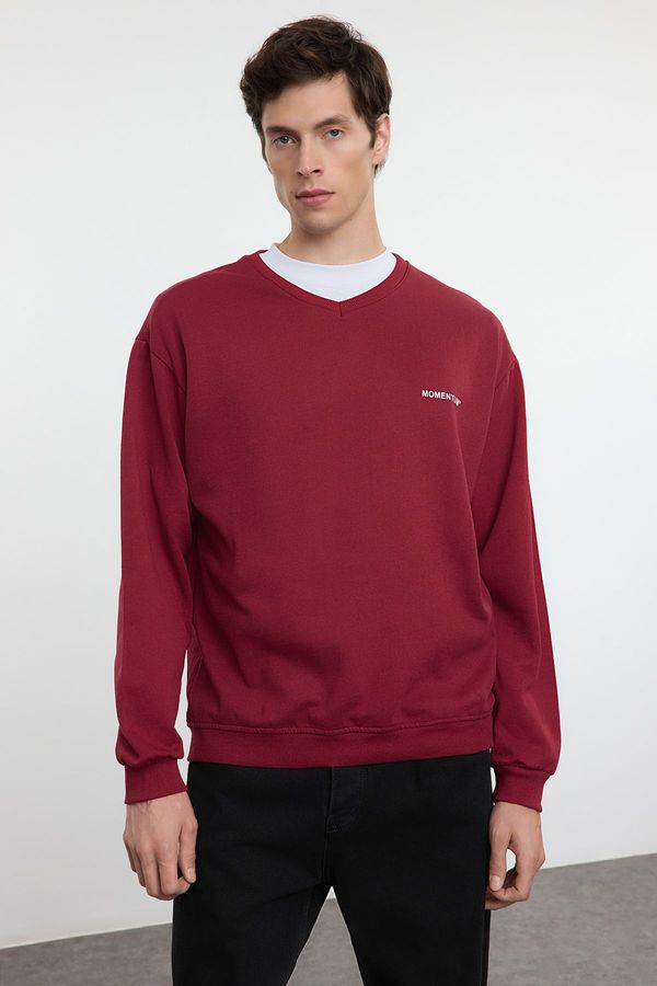 Trendyol Trendyol Claret Red Unisex Oversize/Wide Cut Fleece Sweatshirt