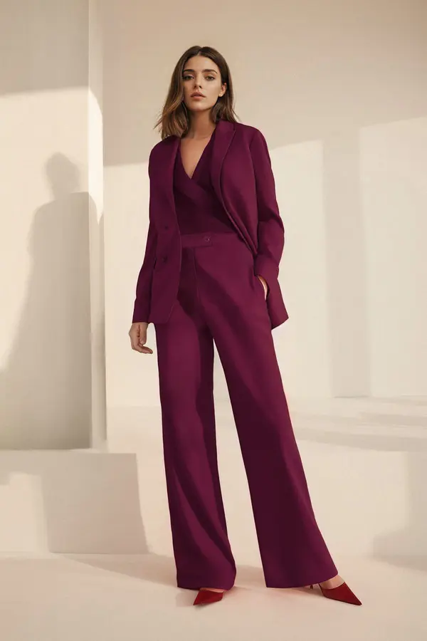 Trendyol Trendyol Claret Red Wide Leg/Wide Leg Woven Fabric Trousers