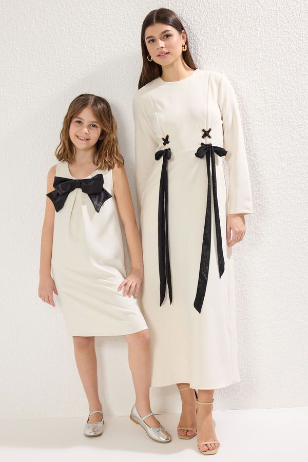 Trendyol Trendyol Cream Tie Detail Woven Fabric Dress