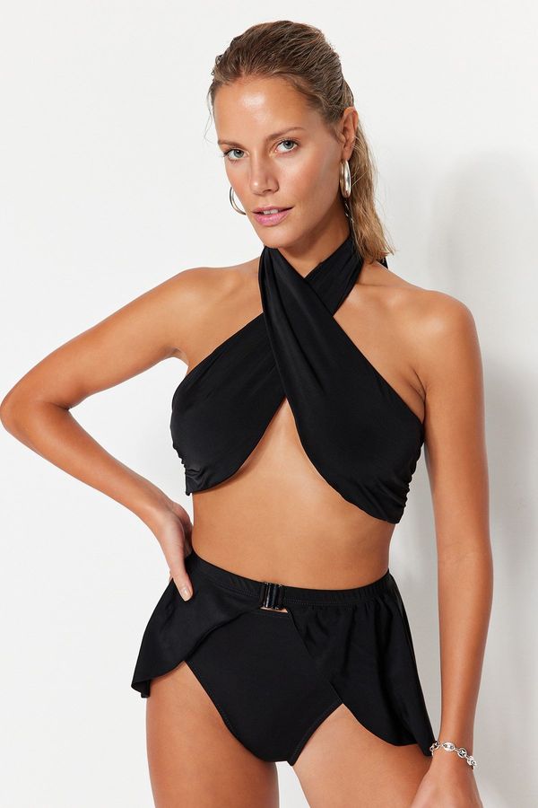 Trendyol Trendyol črna zapestnica Tie-up Bikini Top