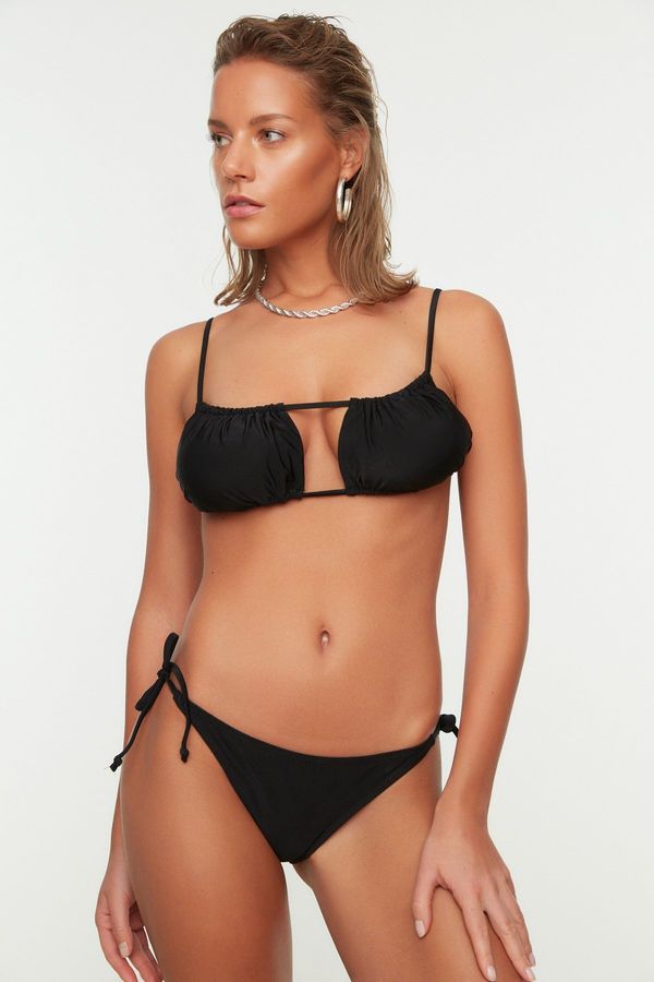 Trendyol Trendyol črni vezani bikini komplet