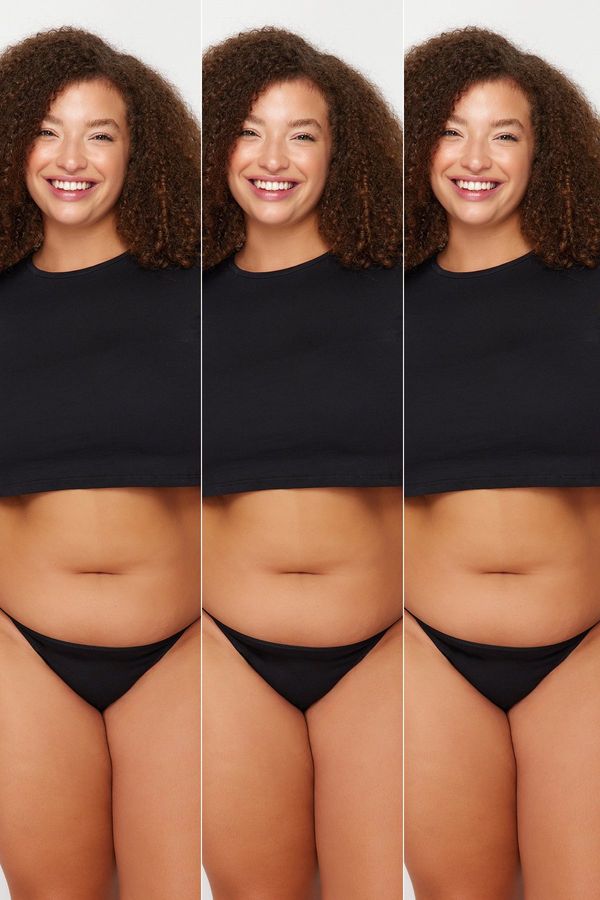 Trendyol Trendyol Curve 3-Pack Black Plus Size String Panties