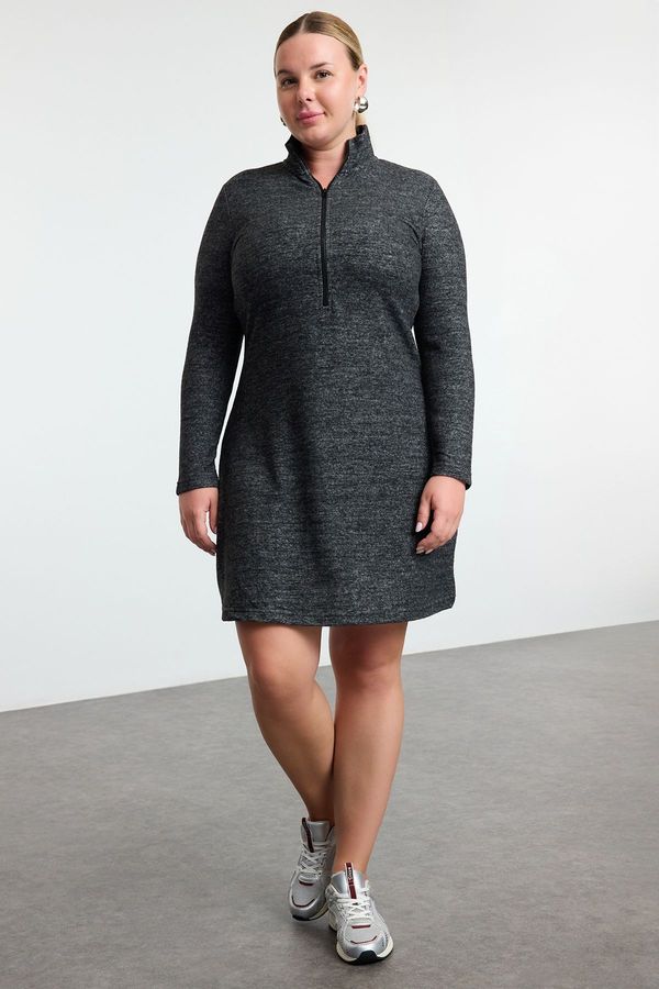 Trendyol Trendyol Curve Anthracite Soft Knitted Plus Size Dress