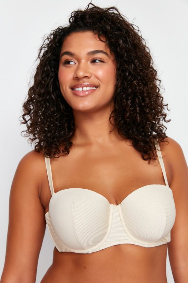 Trendyol Trendyol Curve Beige Ribbed Strapless Bra