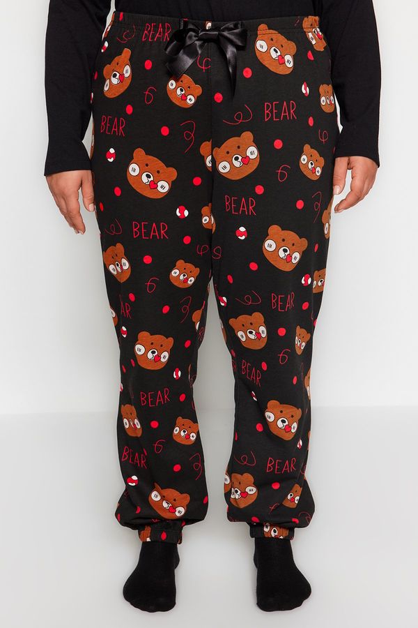 Trendyol Trendyol Curve Black Animal Pattern Knitted Pajamas Set