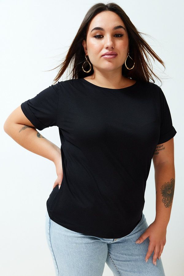 Trendyol Trendyol Curve Black Boat Neck Knitted T-shirt