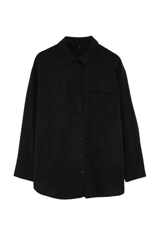 Trendyol Trendyol Curve Black Boyfriend Woven Shirt TBBS22GO0323